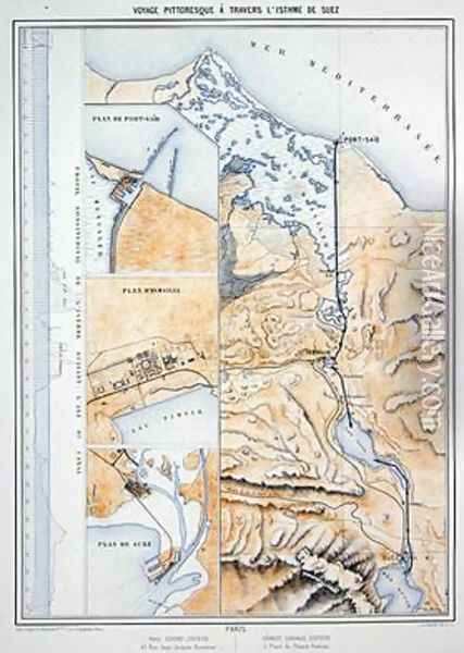 Map of the Suez Canal Oil Painting - A. Le Bealle