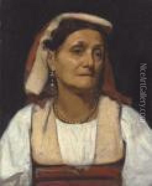 Italian Woman Oil Painting - Theodore Robinson