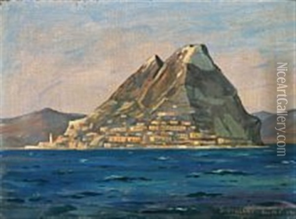 View From Gibraltar Oil Painting - Emanuel A. Petersen