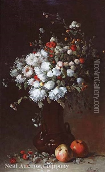 A Still Life Of Wildflowers In A Vase Oil Painting - Aime Perret