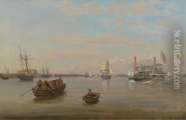 Philadelphia Harbor 2 Oil Painting - Thomas Birch