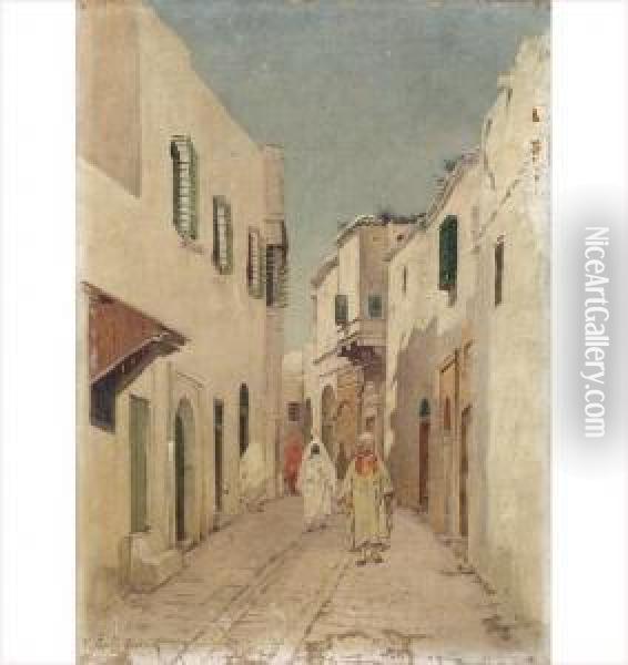 Rue Tourbet-el-bey (tunis) Oil Painting - Emile Boivin