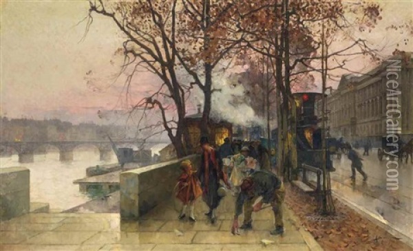 Evening On The Seine Oil Painting - Henri Gaston Darien