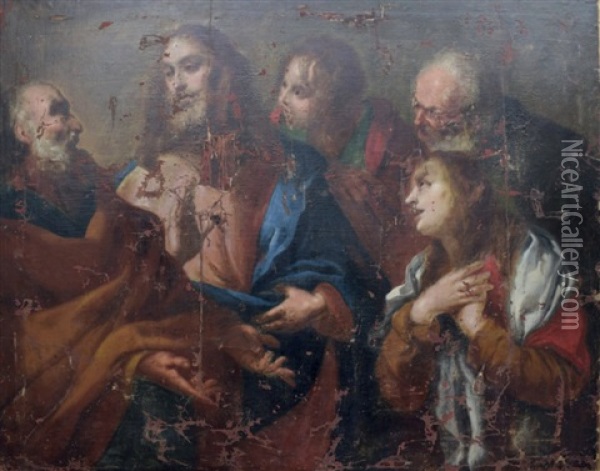 Le Christ Et La Femme Adultere Oil Painting - Orazio Ferraro
