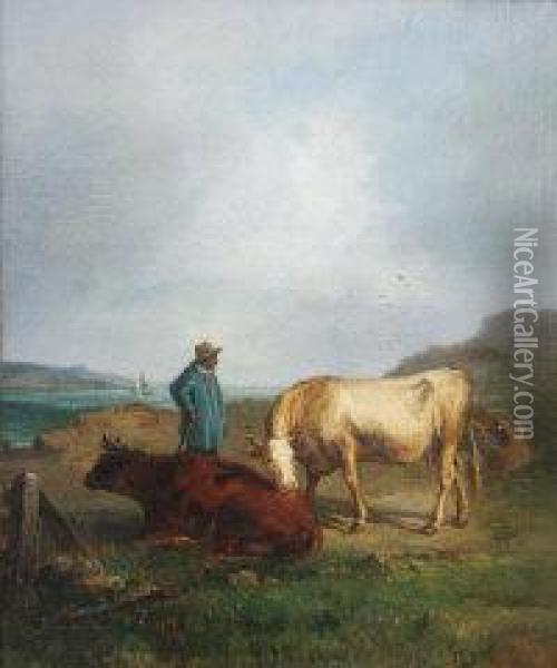 Cattle And Sheep Oil Painting - Antonio Cordero Cortes