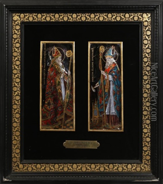 Saint Eloi Et Saint Martial (2 Works) Oil Painting - Louis Bordery