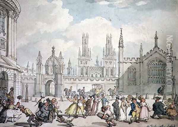 All Souls College, Oxford Oil Painting - Thomas Rowlandson