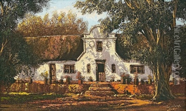 Old Homestead, Worcester Oil Painting - Tinus de Jongh