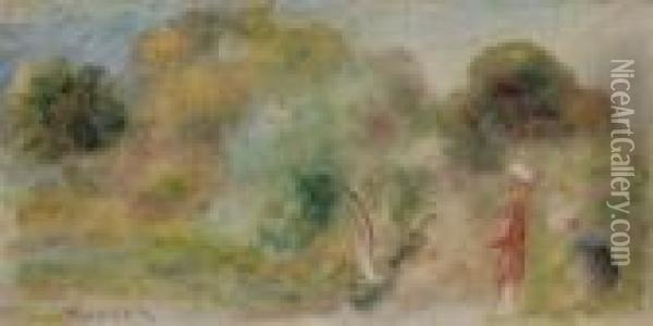 Personnages Dans Un Paysage Meridional Oil Painting - Pierre Auguste Renoir