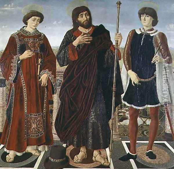 SS. Vincent of Saragossa, James and Eustace Oil Painting - Piero del Pollaiolo