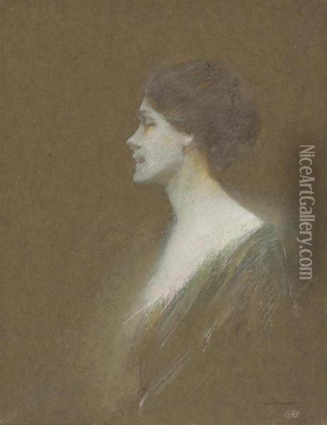 Portrait Of A Woman Oil Painting - Thomas Wilmer Dewing