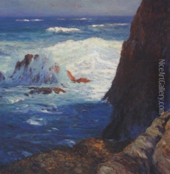 Opal Sea, Carmel, California Oil Painting - Thomas Shrewsbury Parkhurst