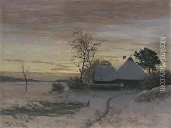 Abendstimmung Im Winter. Oil Painting - Paul Muller-Kaempff