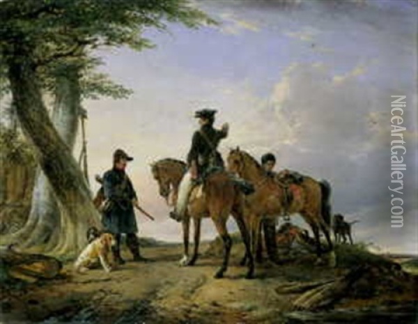 Die Jager Oil Painting - Joseph Jodocus Moerenhout