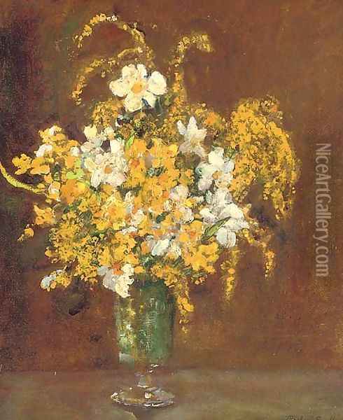 Mimosa in a vase Oil Painting - James Herbert Snell