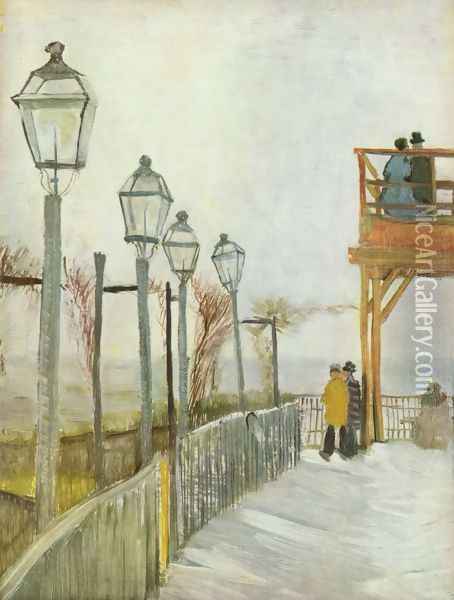 Lamps in the street Oil Painting - Vincent Van Gogh