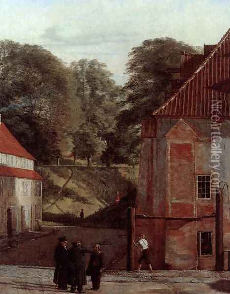 A View of the Square in the Kastel Looking Towards the Ramparts c. 1830 Oil Painting - Christen Kobke