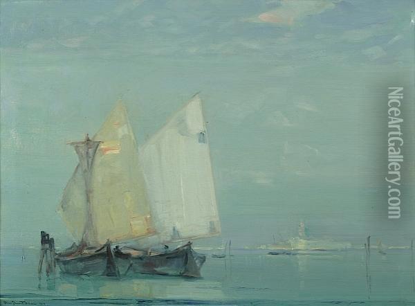 View Of Ships Near Venice Oil Painting - Oliver Dennett Grover