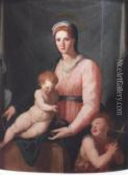 Madonna And Child With The Infant Saint John The Baptist Oil Painting - Santi Di Tito