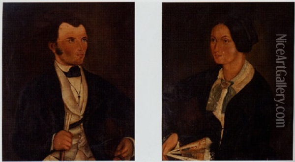 Pendant Portrait Of Husband, Mr.linser(?) Oil Painting - William Neuser
