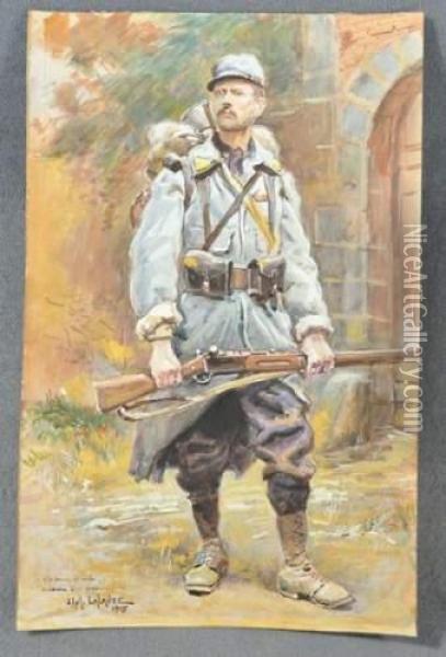 Officier D'artillerie France 14/18 En Pied Oil Painting - Alphonse Lalauze