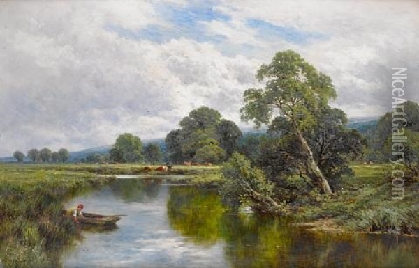 Great Marlowe On Thames Oil Painting - Henry H. Parker