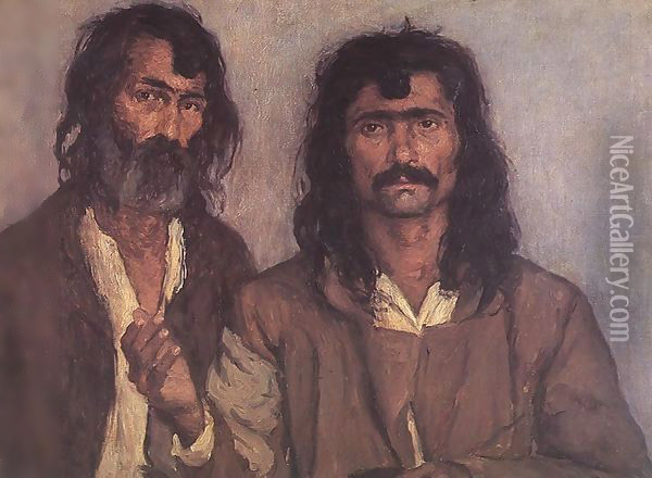 Two Gipsies 1910 Oil Painting - Kann Gyula Kosztolanyi