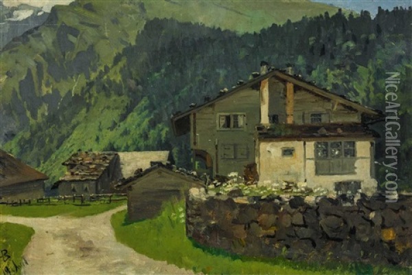 Hauser Bei Brienz Oil Painting - Hans Bachmann