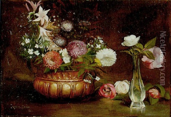 Composition Au Cuivre Et Aux Fleurs Oil Painting - Paul-Charles Chocarne-Moreau