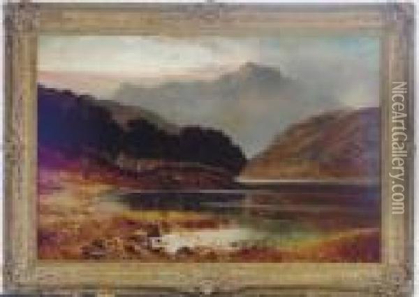 Highland Landscape At Dusk Oil Painting - Clarence Roe