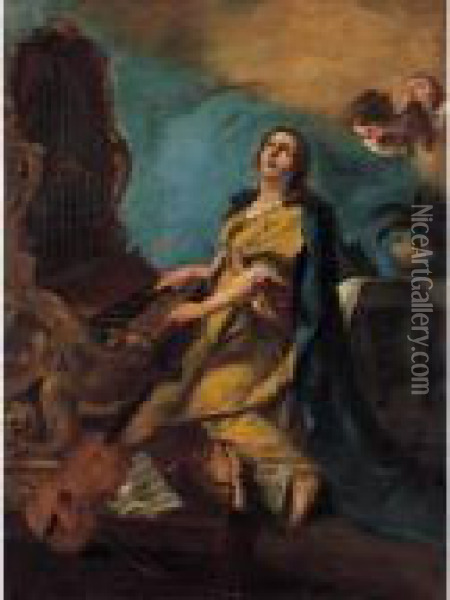 Santa Cecilia Oil Painting - Francesco Guardi