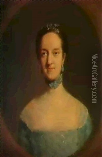Portrait Of A Lady, Probably Miss Elizabeth Edgar(1733-1791) Oil Painting - Thomas Gainsborough