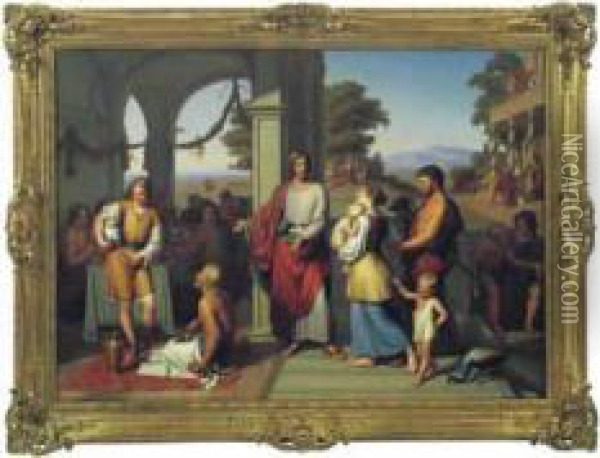 Parabole Des Invites Remplaces Par Les Pauvres (luc Xiv - 15 - 25). Oil Painting - Franz August Schubert