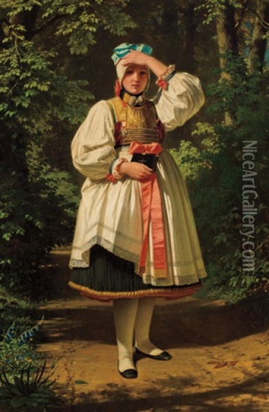 Young Girl With Bible Oil Painting - Albert Anton Graefle