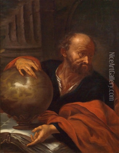Archimedes Oil Painting - Giovanni Battista Langetti