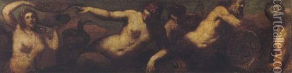 River Gods And Naiads Oil Painting - Jacopo Palma il Giovane