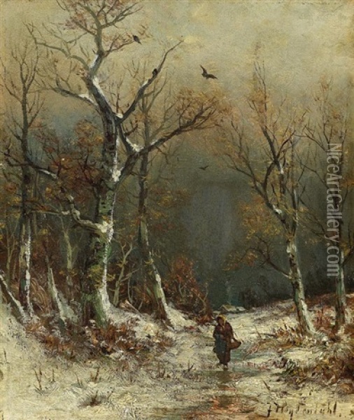 Winterliche Waldlandschaft Oil Painting - Friedrich Josef Nicolai Heydendahl
