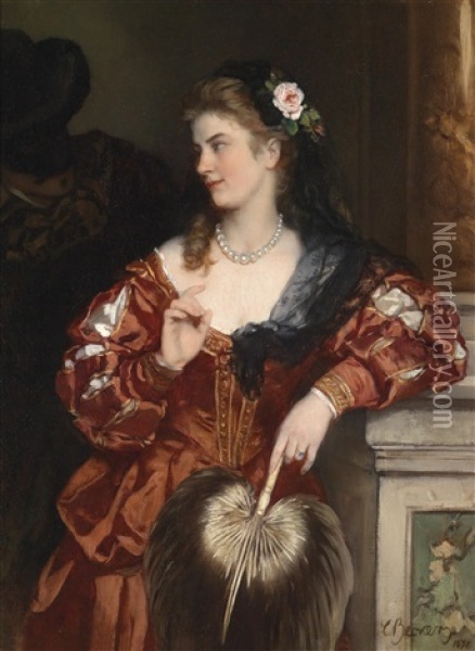 Junge Dame Mit Rose Im Haar Oil Painting - Carl Ludwig Friedrich Becker