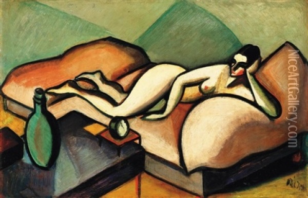 Fekvo Akt (lying Nude) Oil Painting - Istvan Pal