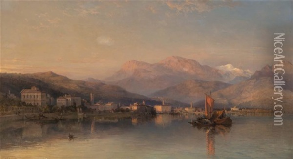 Lugano Lago Di Lugano Oil Painting - George Edwards Hering