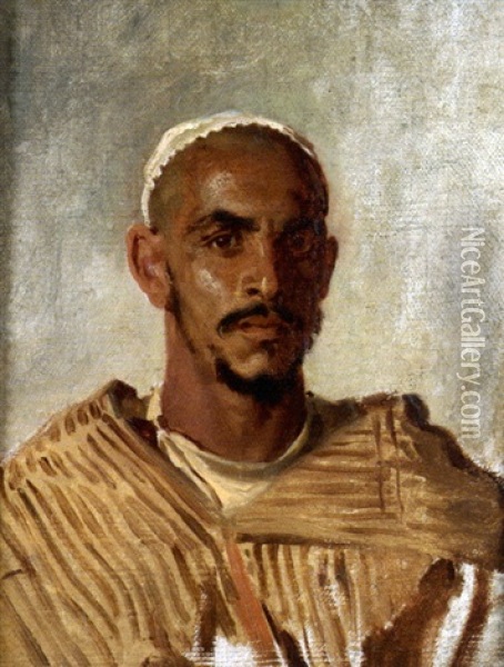 Portrait De Marocain Oil Painting - Edme Alexis Alfred Dehodencq