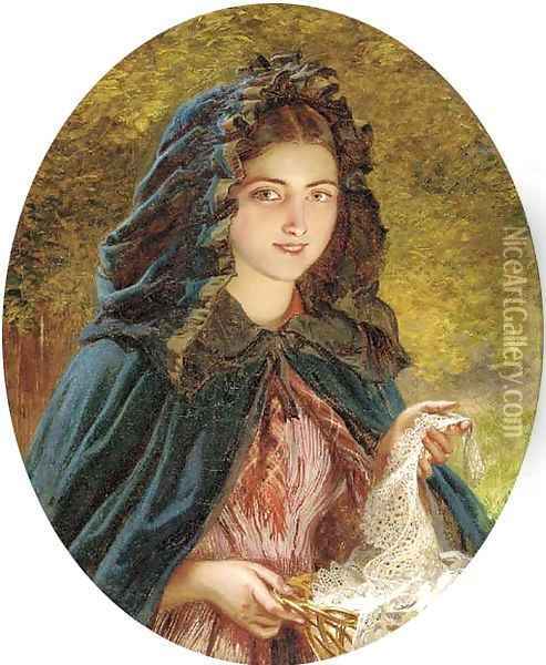 The lace seller Oil Painting - Edmund Havell Jnr.