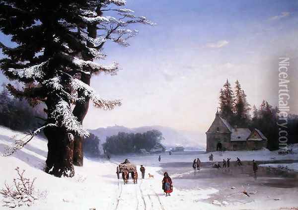 Snow Scene in the South of France 1868 Oil Painting - Josephine Bowes