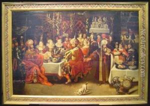 Belshazaars Feast Oil Painting - Frans I Francken