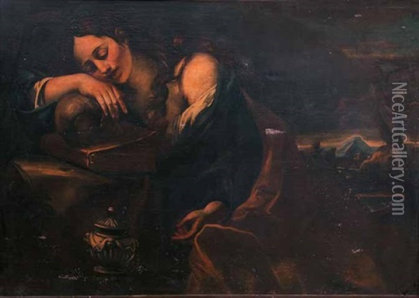 Maddalena Penitente In Un Paesaggio Oil Painting - Bernardino Mei