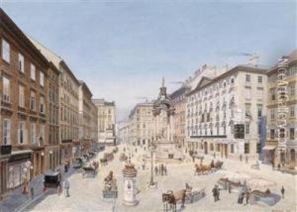 Der Hohe Markt In Wien Oil Painting - Raimund, Baron Von Stillfried Und Rathenitz