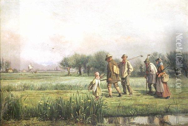 Fenland Labourers Returning Oil Painting - Alexander Stuart Boyd