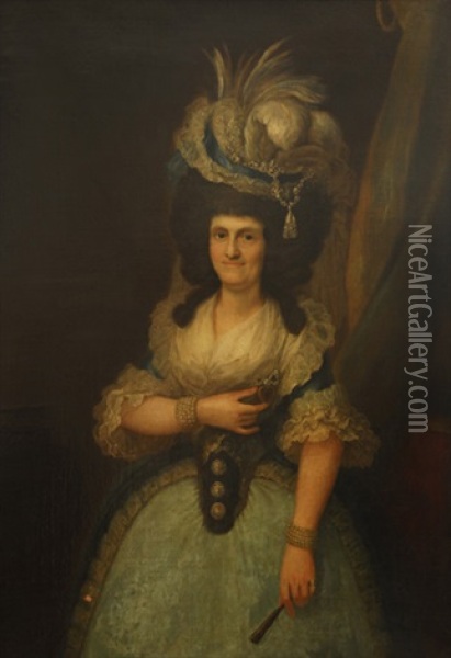 Retrato De La Reina Maria Luisa Oil Painting - Agustin Esteve Y Marques