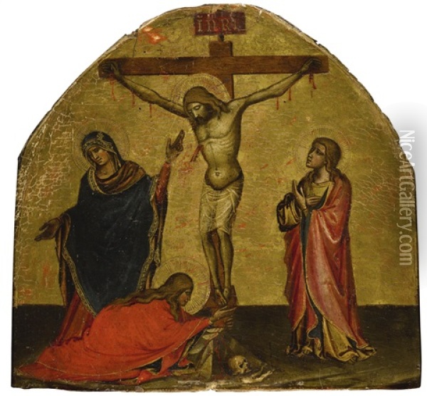 Christ On The Cross With The Virgin, Saints John And Mary Magdalene Oil Painting - Niccolo di Pietro Gerini
