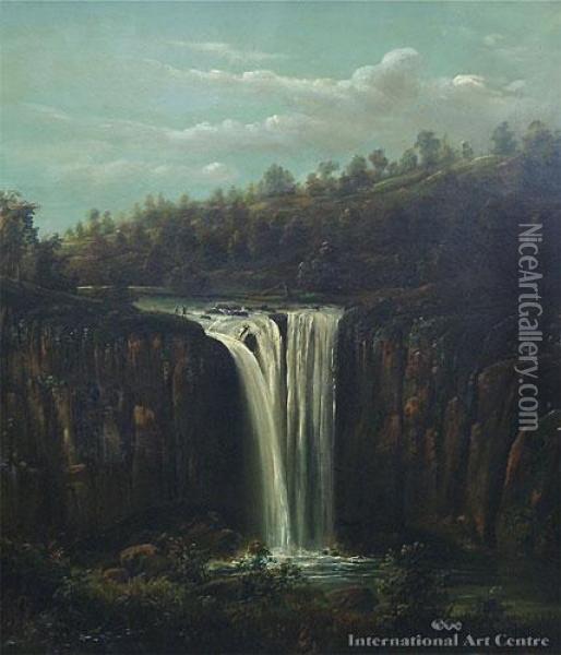 Waterfall Oil Painting - William Binzer